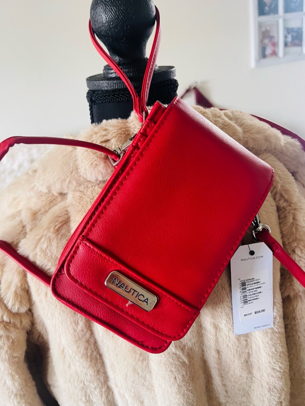 Nautica Bright Red Mini Crossbody Phone Pouch